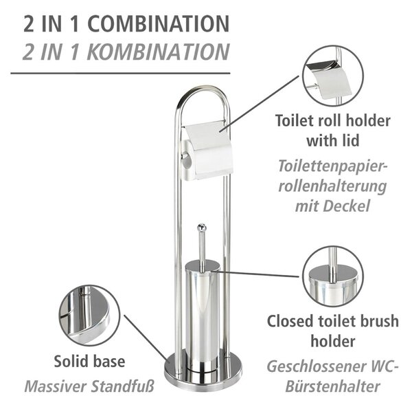 Vasto ezüstszínű WC-kefe és WC-papír tartó - Wenko
