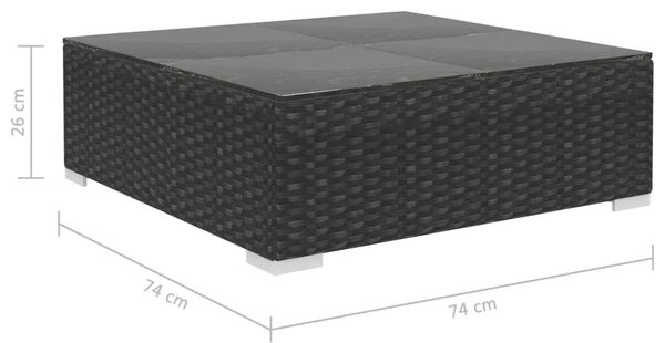 VidaXL 10-részes fekete polyrattan kerti bútorszett párnákkal