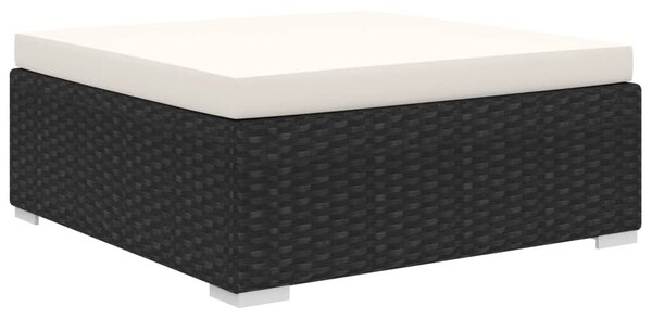 VidaXL 10-részes fekete polyrattan kerti bútorszett párnákkal