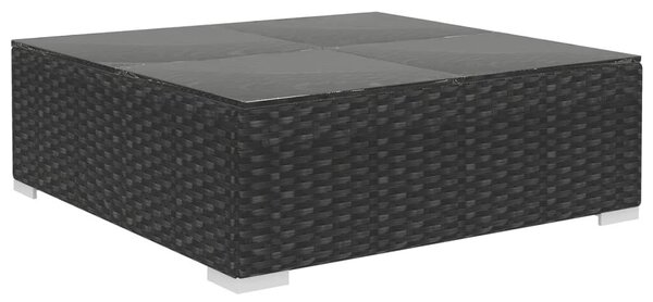 VidaXL 10-részes fekete polyrattan kerti bútorszett párnákkal