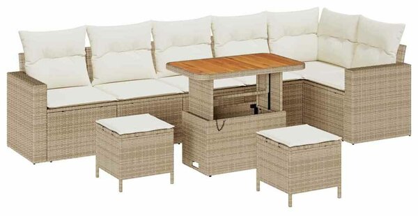 VidaXL Kerti Kanapé Szett párnával 11 pcs Beige és krém polirattan