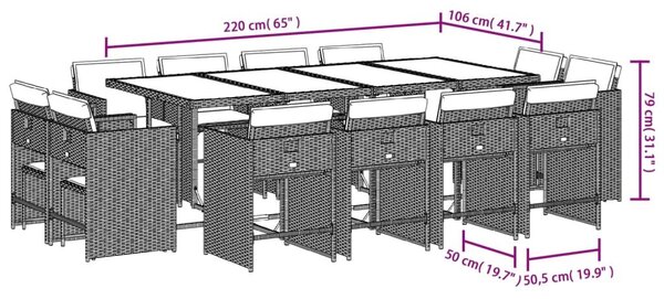 VidaXL 13 részes barna polyrattan kerti ülőgarnitúra párnákkal