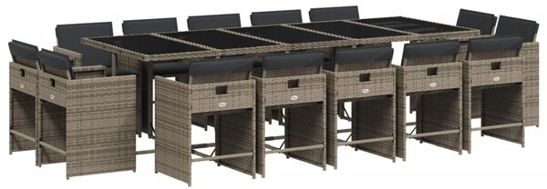 VidaXL 15 részes szürke polyrattan kerti ülőgarnitúra párnákkal