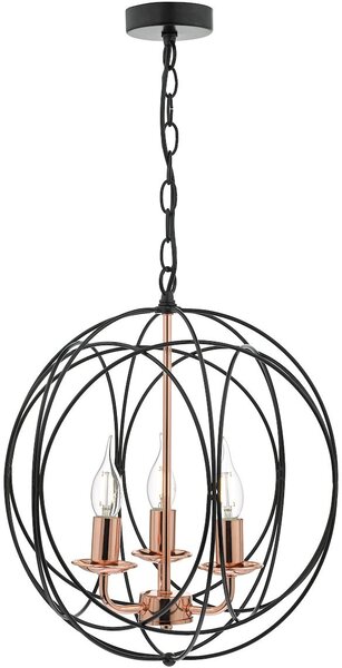 Dar lighting klasszikus vintage függeszték phoenix fekete réz darpho0322