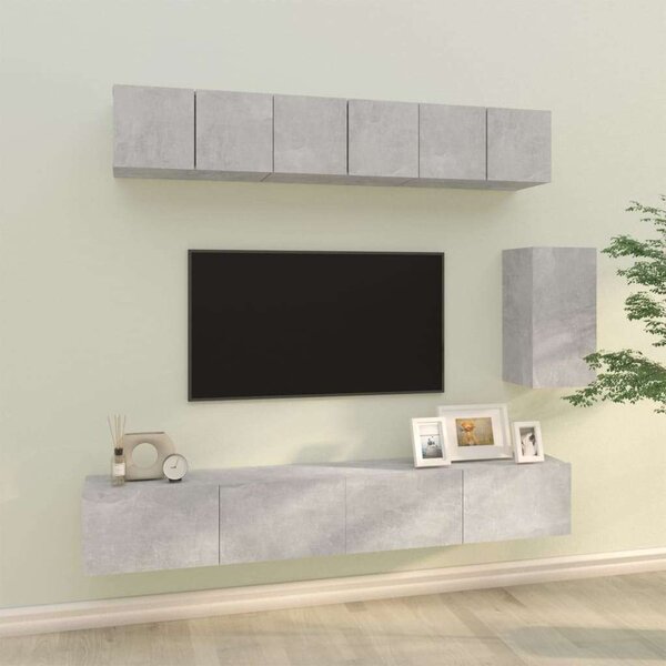 VidaXL Falra Szerelhető TV Szekrény Szett - 6 Rész - Betonszürke