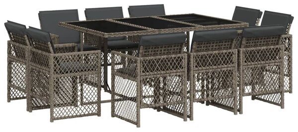 VidaXL 11 részes szürke polyrattan kerti ülőgarnitúra párnákkal