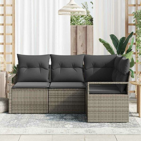 VidaXL Kanapé Szett párnával tárolóval 4 pcs Szürke polirattan