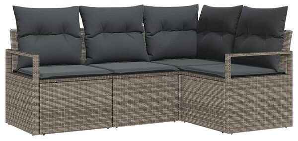 VidaXL Kanapé Szett párnával tárolóval 4 pcs Szürke polirattan