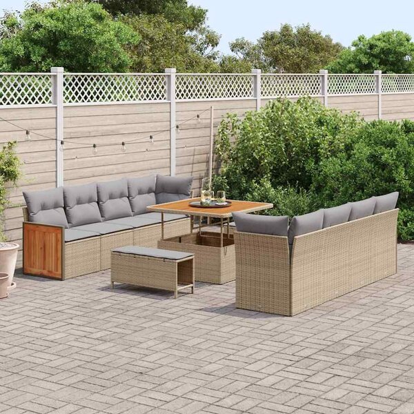 VidaXL Kerti Kanapé Szett párnával 11 pcs Beige és Világosszürke