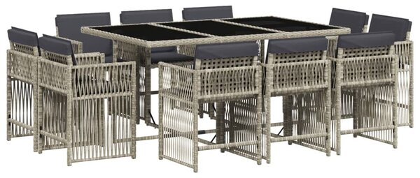 VidaXL 11 részes világosszürke polyrattan kerti ülőgarnitúra párnákkal