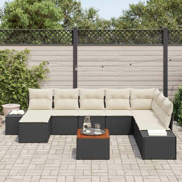 VidaXL Kerti Kanapé Szett 9 pcs Fekete és fehér