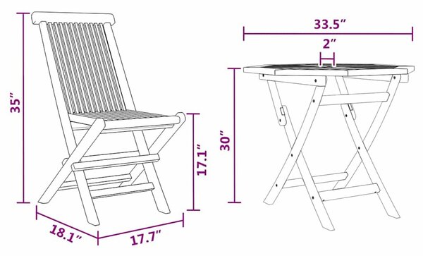 VidaXL Kert étkező szett 3 pcs Barna Tömör Akácfa