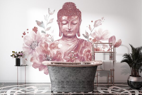 Fotótapéta Akvarell Buddha virágokkal, spirituális, bordó színpaletta , Fotótapéta virágok és növények, w04005v2 : Uwalls.hu