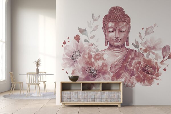 Fotótapéta Akvarell Buddha virágokkal, spirituális, bordó színpaletta , Fotótapéta virágok és növények, w04005v2 : Uwalls.hu