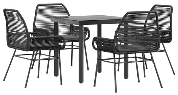 VidaXL 5 részes fekete polyrattan üveg kerti étkezőgarnitúra párnákkal