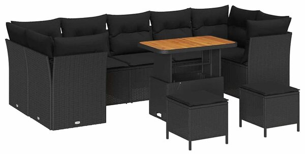VidaXL Kerti Kanapé Szett párnával tárolóval 10 pcs Fekete