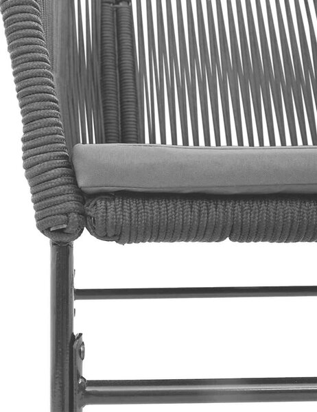 VidaXL 3 részes fekete polyrattan üveg kerti étkezőgarnitúra párnákkal