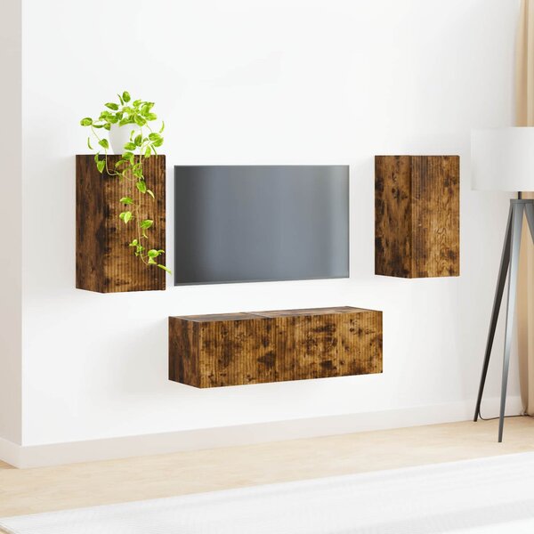 TV falit kabinet szett 4 pcs Füstölt tölgy Faanyag