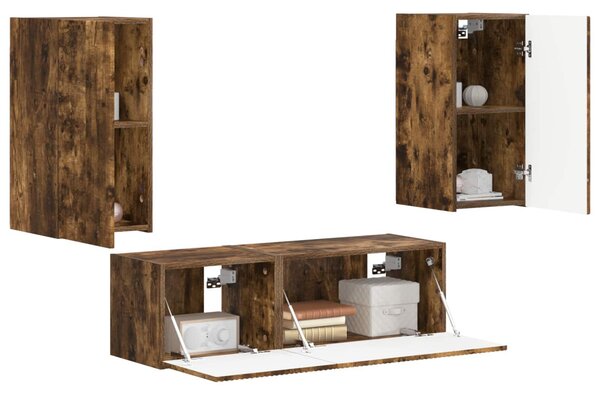 TV falit kabinet szett 4 pcs Füstölt tölgy Faanyag