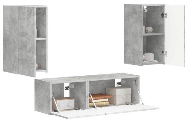 TV falit kabinet szett 4 pcs Beton Szürke Faanyag
