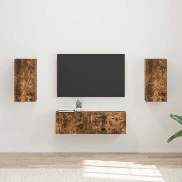 TV falit kabinet szett 4 pcs Füstölt tölgy Faanyag