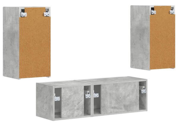 TV falit kabinet szett 4 pcs Beton Szürke Faanyag