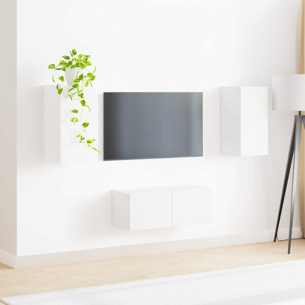 TV szekrény garnitúra Falra szerelhető 2 pcs Fehér Faanyag