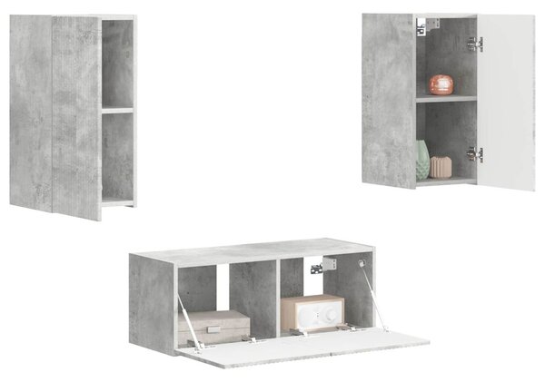TV szekrény garnitúra 2 pcs Beton Szürke Faanyag
