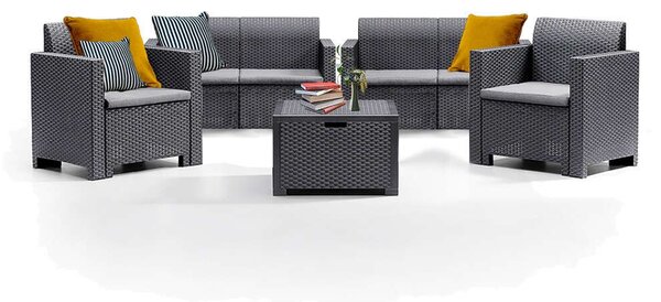Nero Rattan Kerti Bútor Garnitúra - 6 Személyes