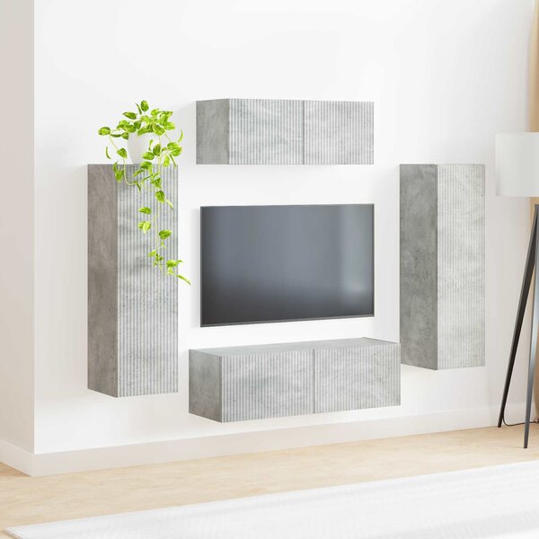TV szekrény garnitúra 3 pcs Beton Szürke Faanyag