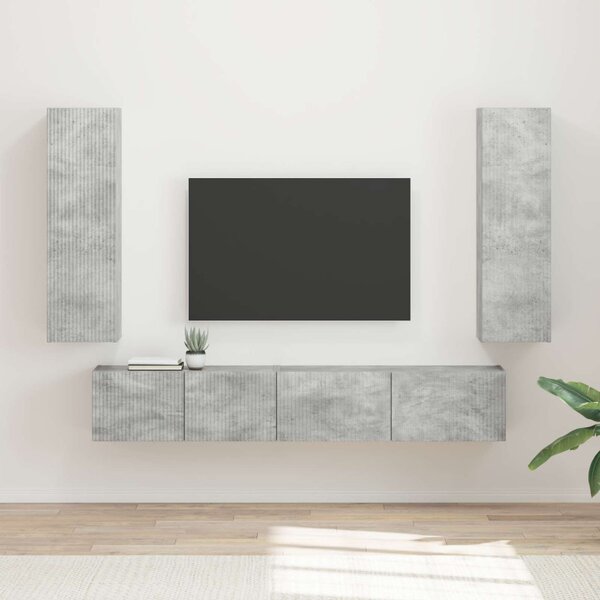 TV szekrény garnitúra 3 pcs Beton Szürke Faanyag