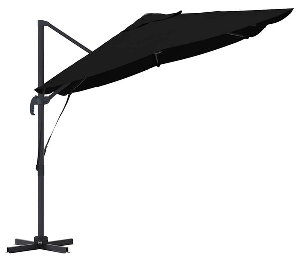 VidaXL Cantilever Roma Napernyő Fekete és fekete 352 x 251 x 260 cm