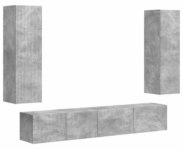 TV szekrény garnitúra 3 pcs Beton Szürke Faanyag