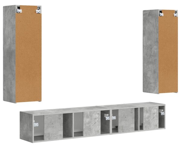 TV szekrény garnitúra 3 pcs Beton Szürke Faanyag