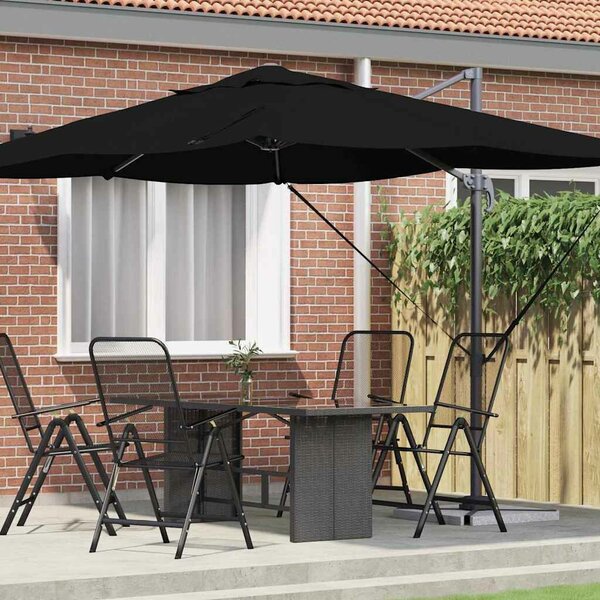 VidaXL Cantilever Roma Napernyő Fekete és fekete 352 x 251 x 260 cm