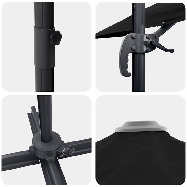VidaXL Cantilever Roma Napernyő Fekete és fekete 352 x 251 x 260 cm
