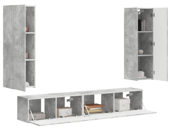TV szekrény garnitúra 3 pcs Beton Szürke Faanyag