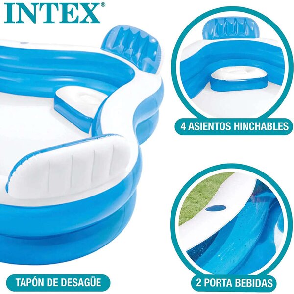 Intex 229x229x66cm Puhafalú medence (S2416441) - kék-fehér