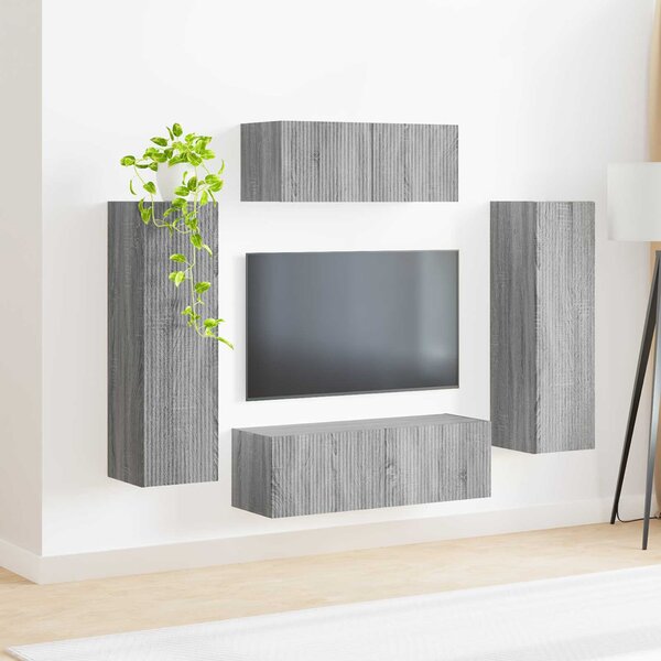 TV szekrény garnitúra 3 pcs Szürke Sonoma Faanyag