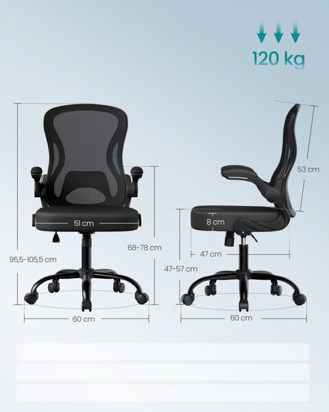 SONGMICS OBN042BH02 Ergonomikus Irodai Szék Hálós Háttámlával Fekete