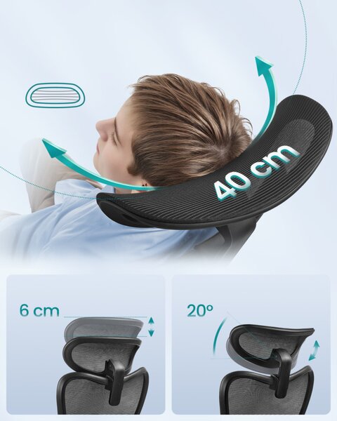 SONGMICS OBN066BH01 ergonomikus irodai szék állítható fejtámlával és deréktámasszal tintafekete