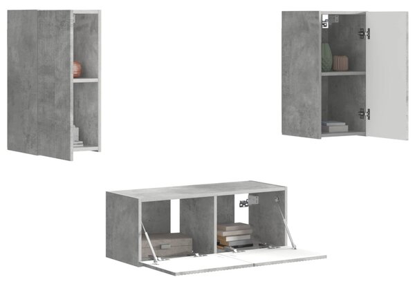TV szekrény garnitúra 6 pcs Beton Szürke Faanyag