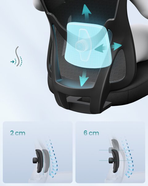 SONGMICS OBN066BH01 ergonomikus irodai szék állítható fejtámlával és deréktámasszal tintafekete
