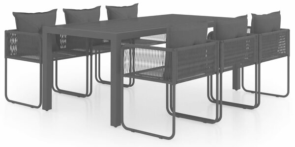 VidaXL 7 részes fekete PVC rattan kerti étkezőgarnitúra
