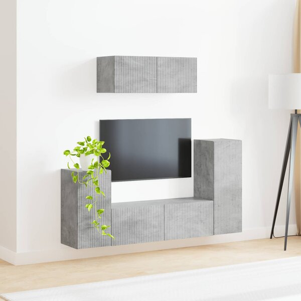 TV szekrény garnitúra 4 pcs Beton Szürke Faanyag