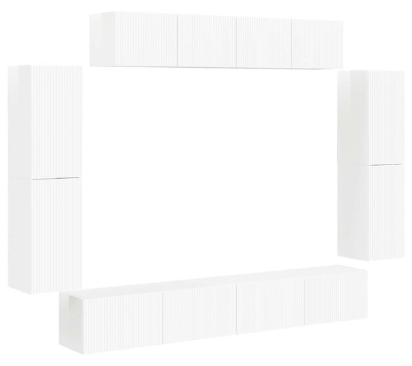 TV szekrény 8 pcs Magas Fényű Fehér