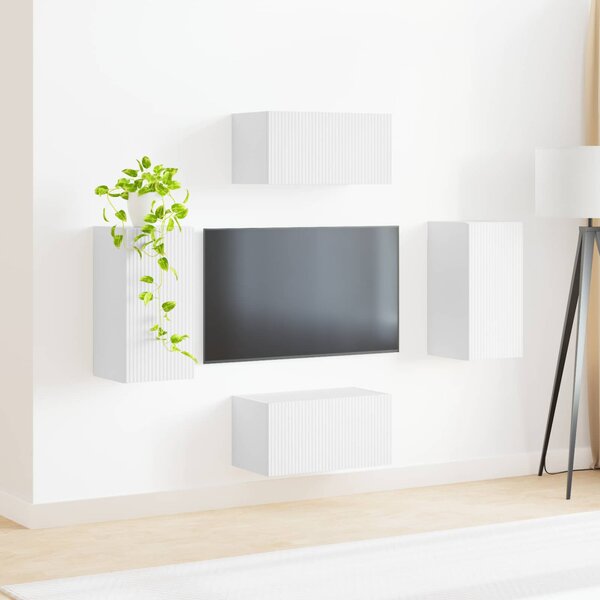 TV szekrény garnitúra 4 pcs Fehér Faanyag