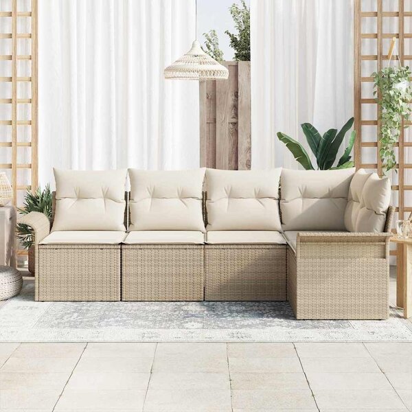 VidaXL Kerti Kanapé Szett 5 pcs 242.5 x 132.5 x 85 cm Poli rattan