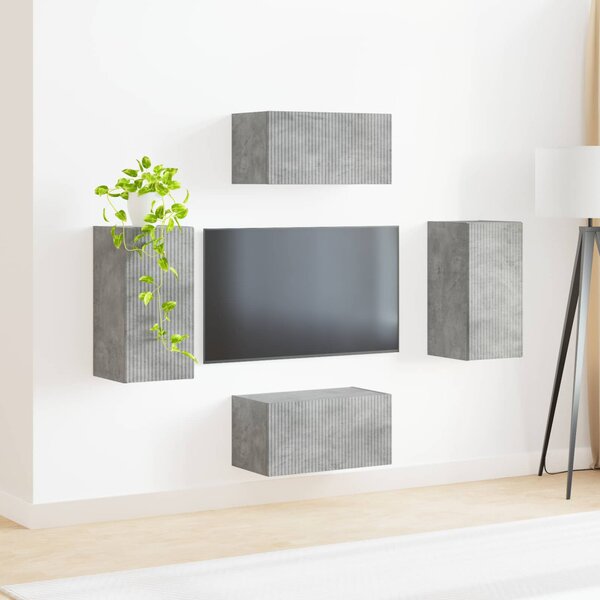 TV szekrény garnitúra 4 pcs Beton Szürke Faanyag
