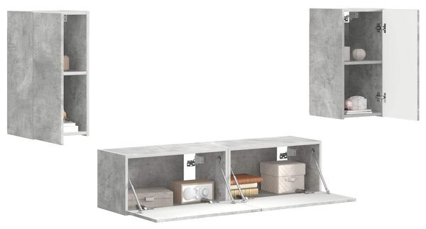 TV szekrény garnitúra 4 pcs Beton Szürke Faanyag